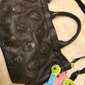 Black Skull Embossed Tote Bag